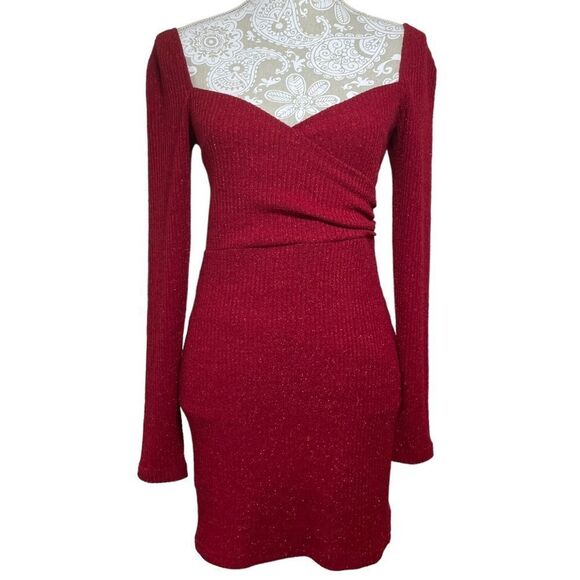 NWT Revolve Lovers + Friends Hattie Ruby Metallic Faux Wrap Mini Dress Sz Small - Picture 1 of 6